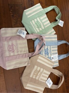Trader Joe’s Pastel Stripe Tote Bag - 4 sets (Mint, Pink, Blue, Beige)